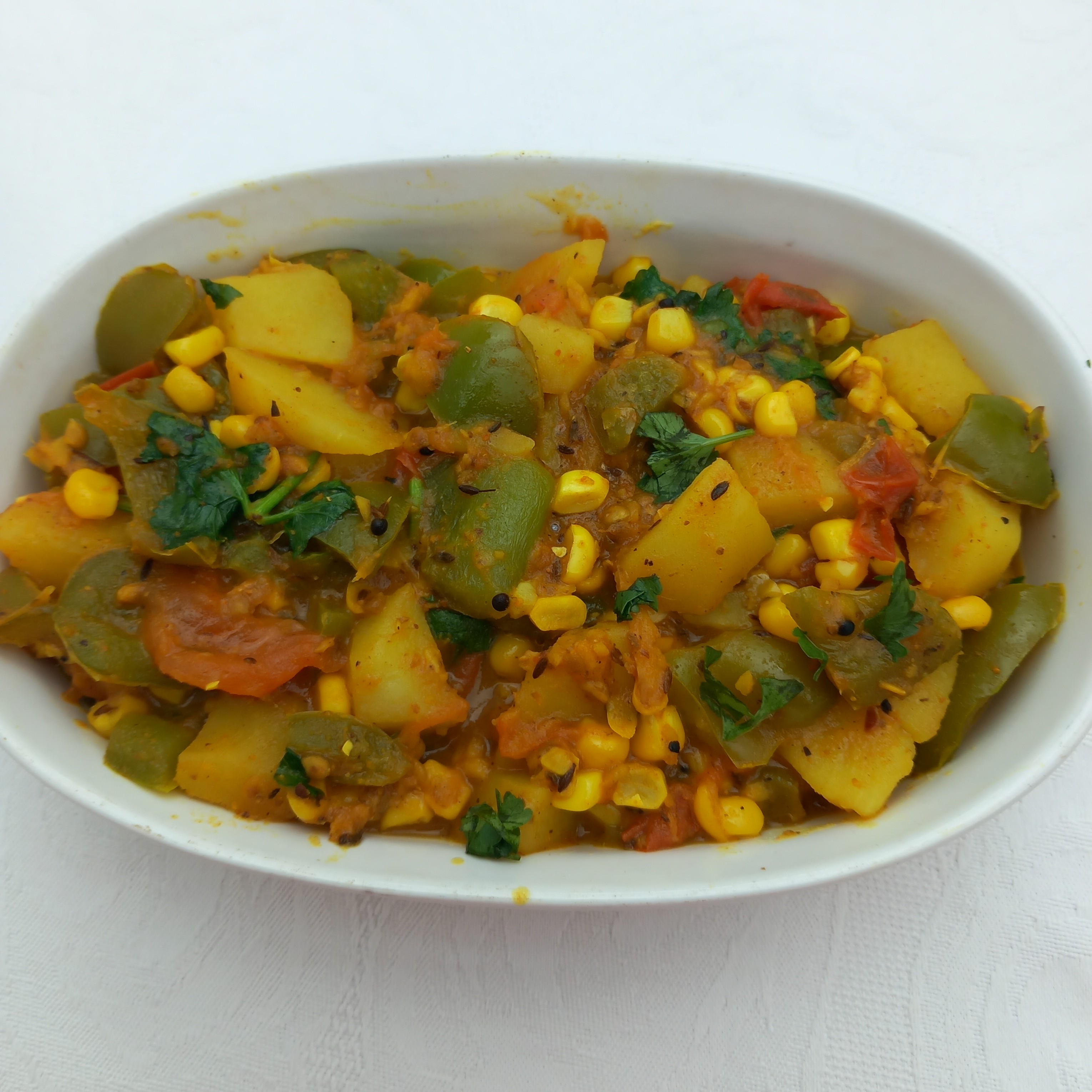 Alka’s home-cooked mixed sabji with vegetables and herbs